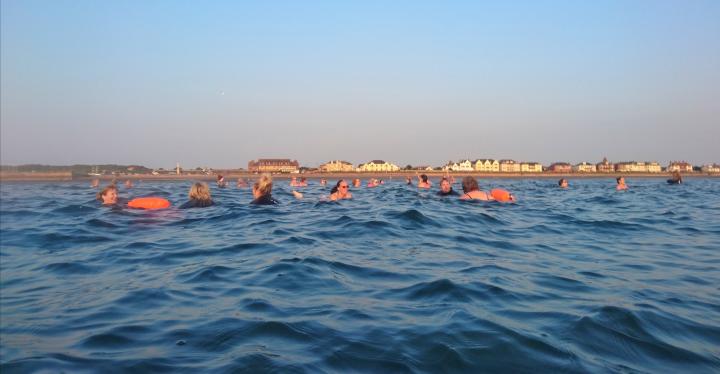 Swimmers at Prestwick Beach