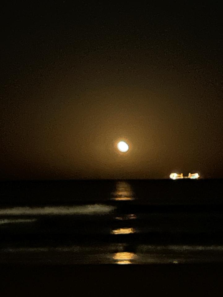 Moon picture from Tynemouth beach | United Kingdom, Tyne and Wear, Tynemouth