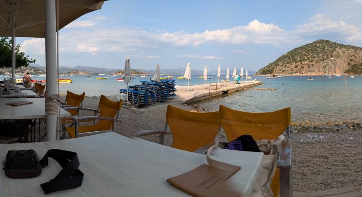From the restaurant at Dolphin Hotel | Grecia, Peloponeso, Tolo