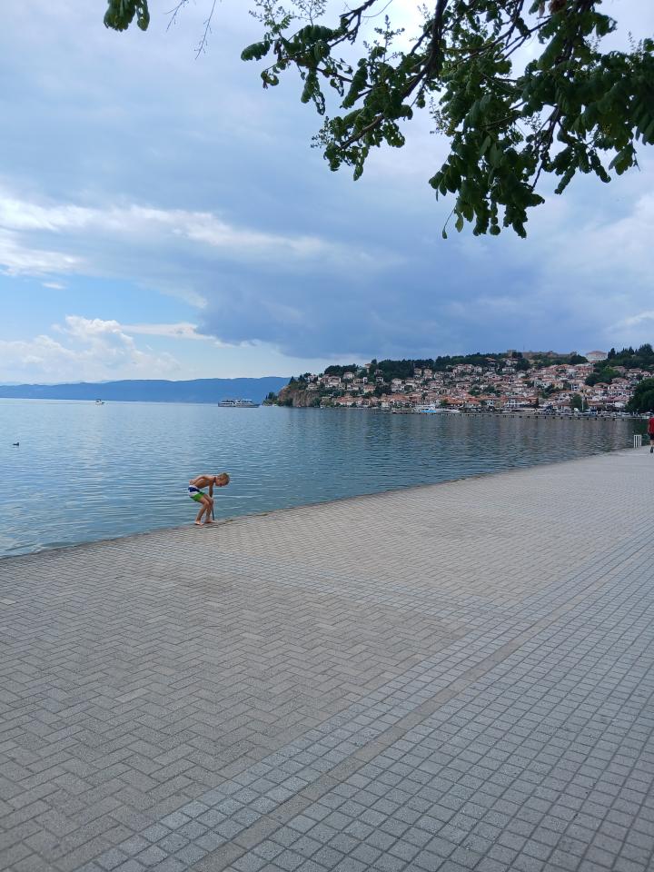 Boy trying to get in the water (22 degrees) 2nd of July 2026 | North Macedonia, Ohrid
