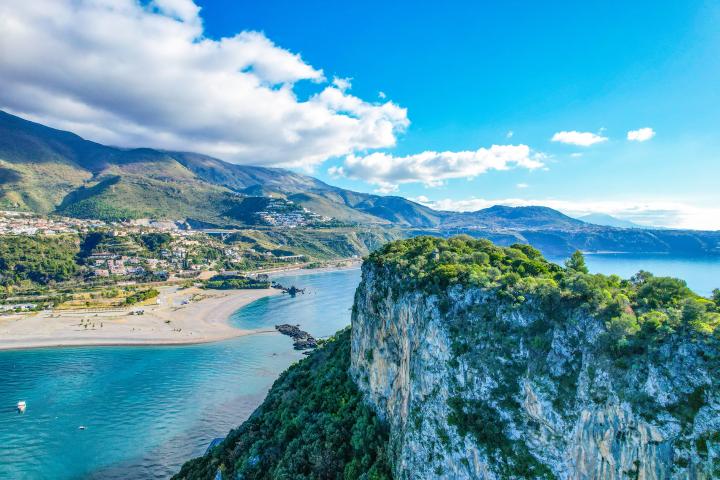 View from Dino Island of the Praia a Mare Coast in January | Italy, Calabria, Praia a Mare